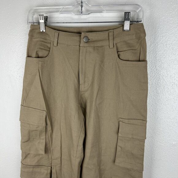 Brooklyn Karma Mikayla Cargo Pants Women Small 28 x 32 Taupe Khaki Pockets Wide - Picture 5 of 9